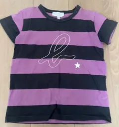 agnis b. ENFANT 紫黒ストライプ Tシャツ 8歳