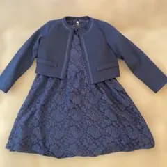 キャサリンコテージ　ネイビーブルー レースドレスとジャケットセット　130