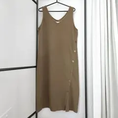 pink adobe ノースリーブ ジャンパースカート ワンピース オリーブ