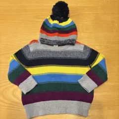 GAP カラフルストライプ セーター＆帽子セット 18-24ヶ月