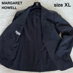 【マーガレットハウエル】ウールリネン ジャケット チャコールブラック系 XL