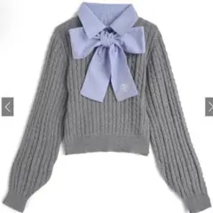 グレイル リボン付き2Wayレイヤード風ケーブルニットトップス[k9394i]