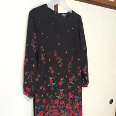 SONIA RYKIEL 花柄 ブラック ワンピース 38