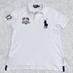 ラルフローレン ポロシャツ ホワイト L 星条旗 英国旗 ビッグポニー USA
