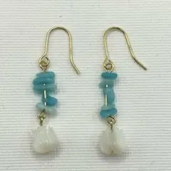 ⭐️シェルのチューリップチャームが可愛いペルー産アマゾナイトフックピアス14kgf