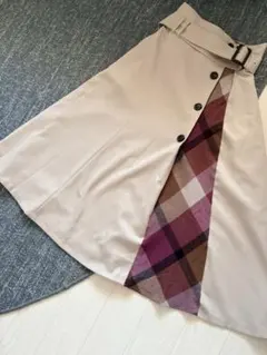【美品】BLUE LABEL ブルーレーベル チェックロングスカート マキシ丈 ブルーレーベルクレストブリッジ BLUE LABEL CRESTBRIDGE パーシャル