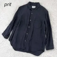 prit プリット リネン100% ストライプ チェック 異柄切替プルオーバー 