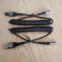 USBケーブル 充電ケーブル1,5m 2本セットコイル型 急速充電 SUNGUY