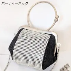 良品◎パーティーバッグ 2way フォーマル 斜め掛け チェーン 黒 シルバー