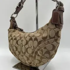 良品 COACH ワンショルダーバッグ キャンバス シグネチャー ホーボー