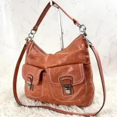 COACH オールレザー 2way ダブルポケット ワンショルダー バッグ 