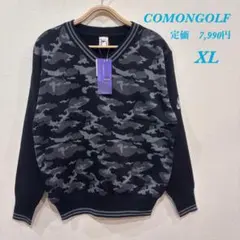 新品【COMONGOLF】コモンゴルフ　迷彩柄 Vネック セーター　XL
