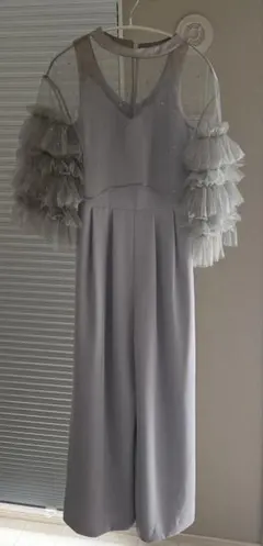 2WAY BIJOU RUFFLE TOP SET ROMPERS サックス S