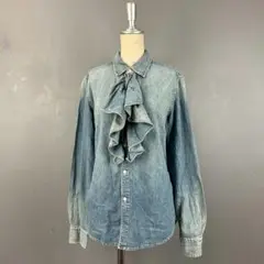 90s Vtg RalphLauren DungareeShirt フリル