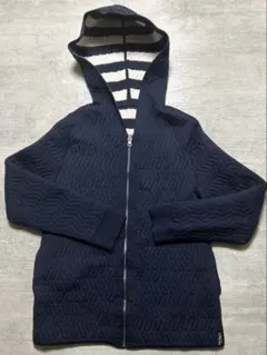 MAX&Co. フード付き　キルティング　ジップアップ　パーカー　ネイビー　M