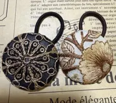 インド刺繍リボンヘアゴム 2個セット