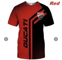 【セット割対象商品】ドゥカティ　アシンメトリー　半袖Tシャツ　赤　レッド　XS