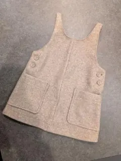 ZARA ベージュ ワンピース 86　ボタン留めジャンパースカート