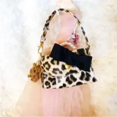 キーケース スマートキーケース ミニバッグ コインケース ヒョウ柄 ハンドメイド