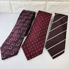 【美品】ネクタイ 3本セット赤系シルク HIROKO KOSHINO HOMMe