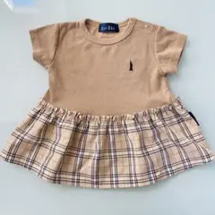 EAST BOY ベージュ チェック柄Tシャツ