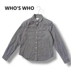 WHO'S WHO フーズフー　メンズ　ギンガムチェック柄　黒白　長袖シャツ