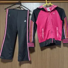 adidas ジャージセット 140cm ピンク/ブラック/ヒョウ柄