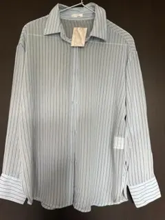 しまむら　水色ストライプ長袖シャツ Mサイズ