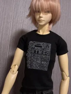 ドール用品 Tシャツ ストール付 黒シャツ ボーダー グレー SD DD