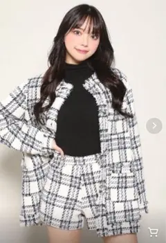 darich チェックフリンジツイードジャケット　セットアップ