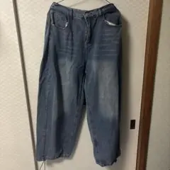 ライトブルー ワイドシルエット デニムパンツ