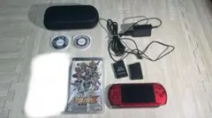 PSP3000 レッド　ソフト3本　バッテリー×2 メモリーカード電源コード付き