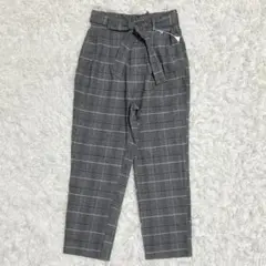 新品 タグ付き【サイズF】コエ　テーパードパンツ　ウエストリボン　グレンチェック