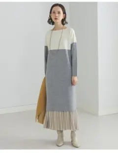 BEAMS HEART 配色ニットワンピース