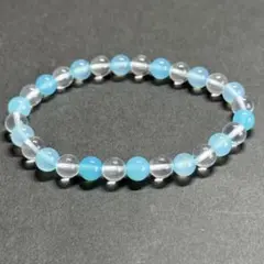 PB536 天然石 シーブルーカルセドニー ミルキークォーツ ブレスレット