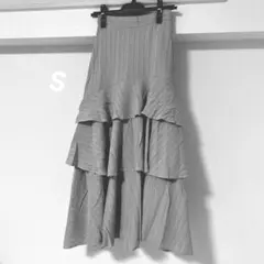 フレアロングスカート グレー ストライプ Sサイズ 新品未使用【最終値下げ】