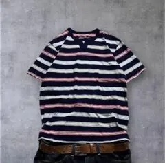 OLD Eddie Bauer Striped Key Neck s/s teeのサムネイル