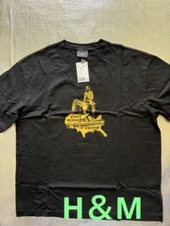 新品　H＆M プリントTシャツ Lサイズ 黒
