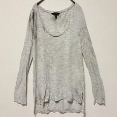 バナナリパブリック 長袖 Tシャツ Uネック 灰 白 黒 M 麻のサムネイル