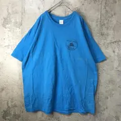 B2243古着　Tシャツ バックプリント　青　90s Y2K