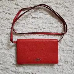 COACH/コーチ 2way 斜め掛け ショルダーバック　クラッチ　赤/レッド
