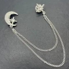 BC080-a ラペルピン ブローチ ピンブローチ ピンバッジ チェーン 銀色