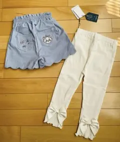 【未使用】ベビー服 子供服 ボトムス ショートパンツ スパッツ マリー リボン