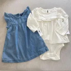 Baby gapデニムワンピースとレースロンパースセット80cm新品