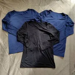 ユニクロ ヒートテック 長そで 3枚セット ネイビー ＆ブラック