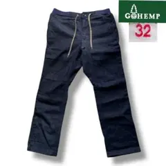 数回着美品 GO HEMPゴーヘンプ 麻混ストレッチ デニム イージーパンツ32