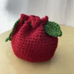 ハンドメイド かぎ針編み 巾着袋 フルーツ りんご
