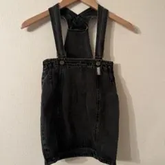 古着 キッズ GUESS ゲス デニム ジャンパースカート ブラック USA製