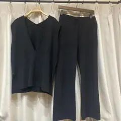 スローブイエナウォッシャブルミラノリブニットベスト ニットパンツ セット 黒