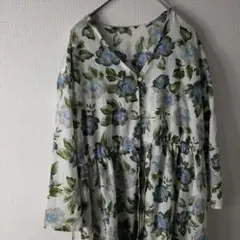E42　ぴ　花柄　シャツ　ワンピース